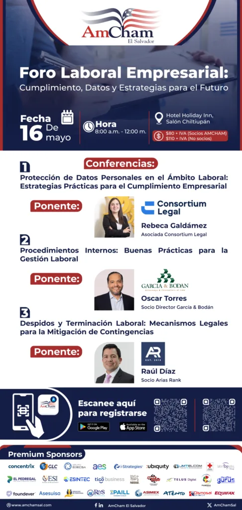 Foro Laboral Empresarial 2025 Cumplimiento, Datos y Estrategias AmCham El Salvador. foro laboral